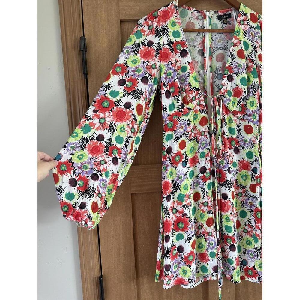 NWT AFRM Caprice Long Sleeve Mini Dress in Summer Daisy Bouquet Women’s size XS - Picture 3 of 13